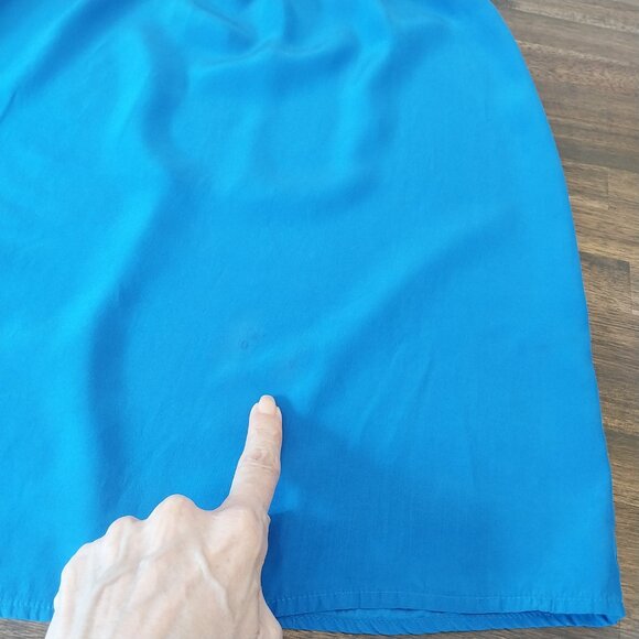 100% Silk Mini Slip Dress Blue Medium Strappy Twelfth Street by Cynthia Vincent. - Picture 3 of 9